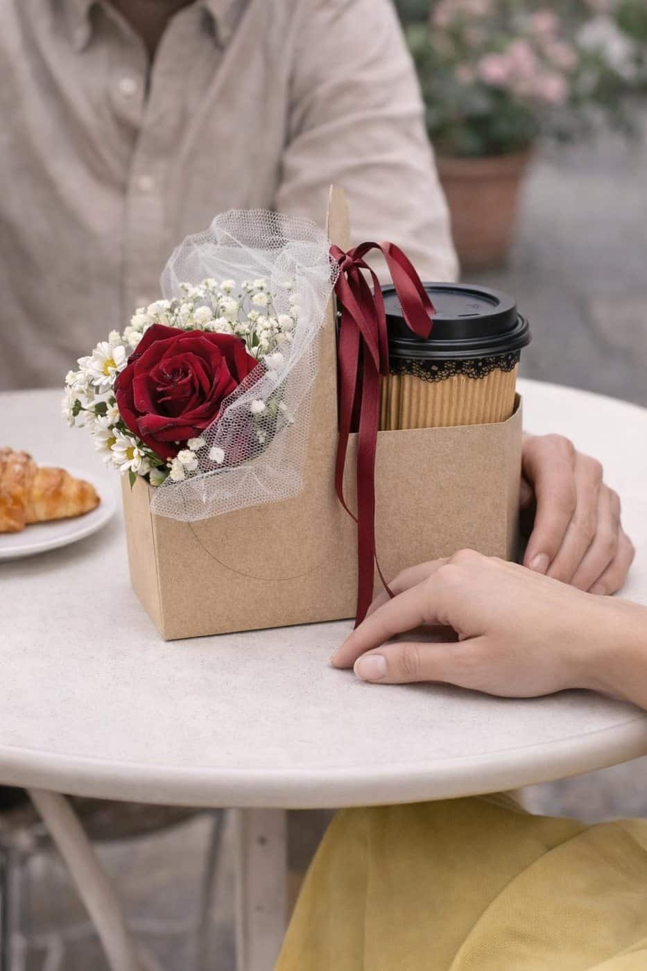 Mesa al aire libre con un pack de Bloom y una medialuna